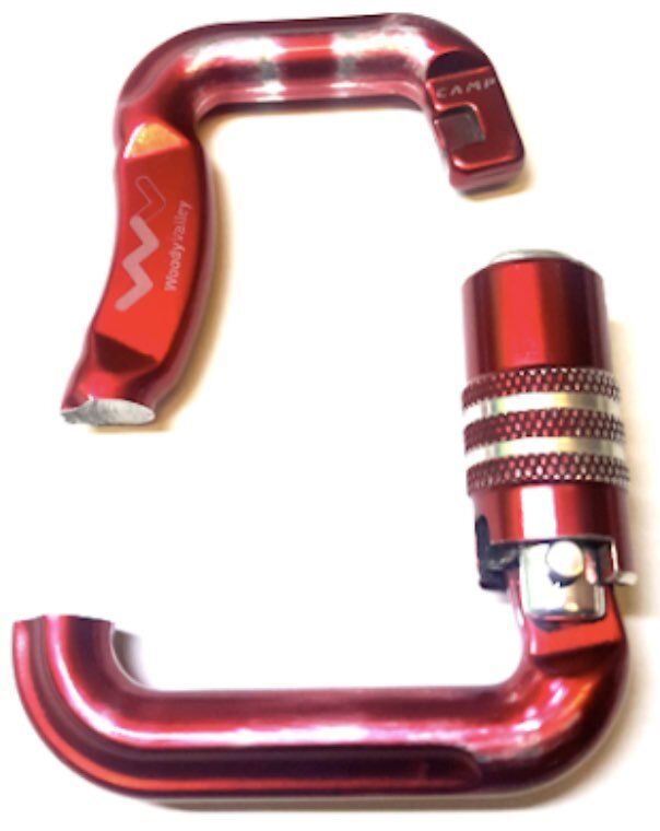 karabiner gebroken, kapotte karabiner