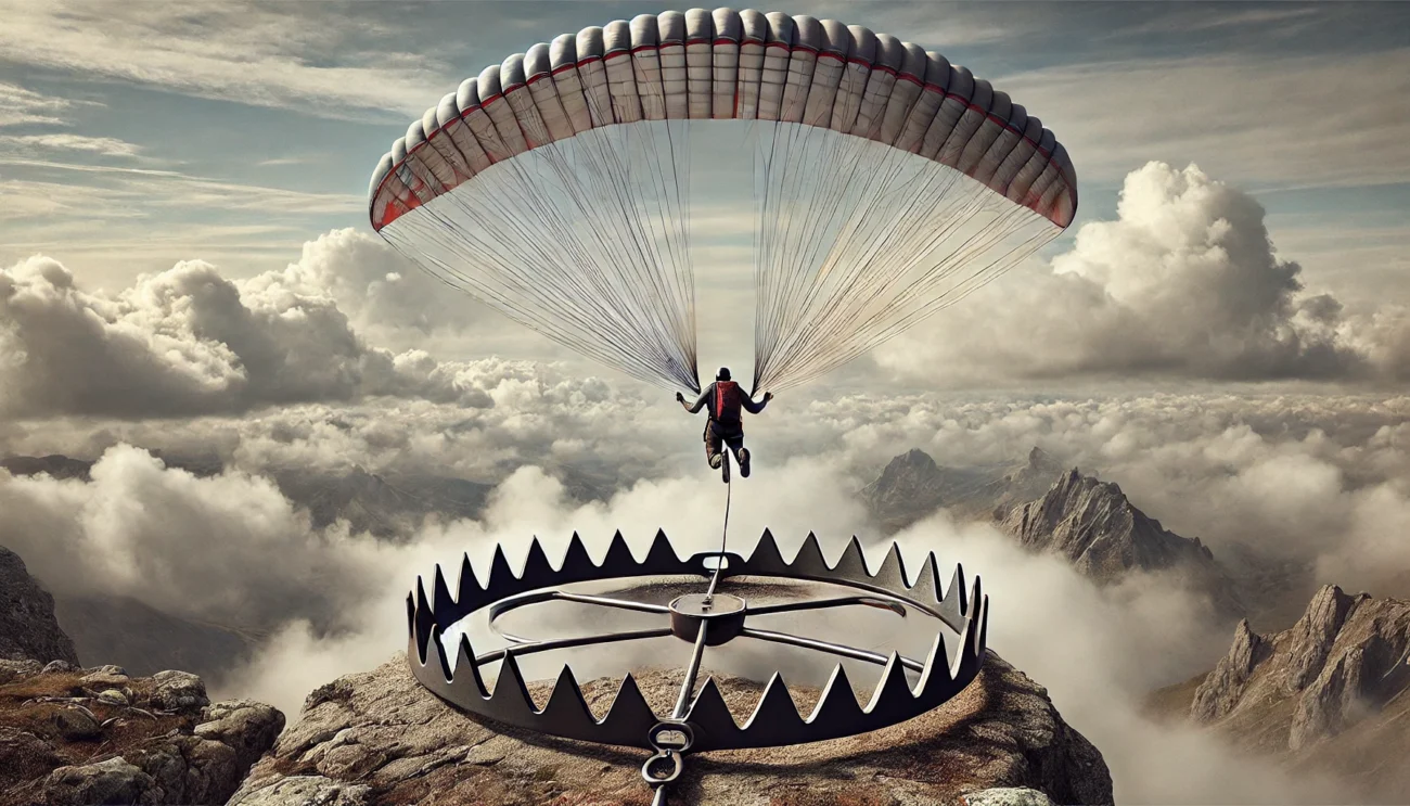 Cartoon paraglider in danger, is paragliding safe?