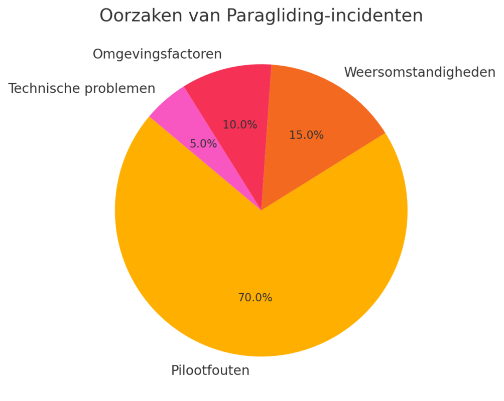 Paragliden gevaarlijk Cirkeldiagram met ongeval oorzaken